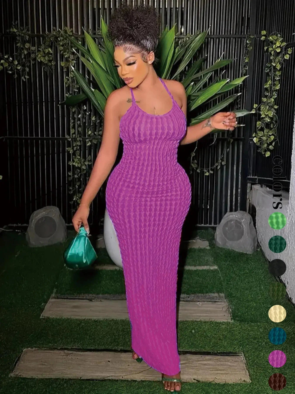 Criss Cross Backless Bodycon Maxi Dress