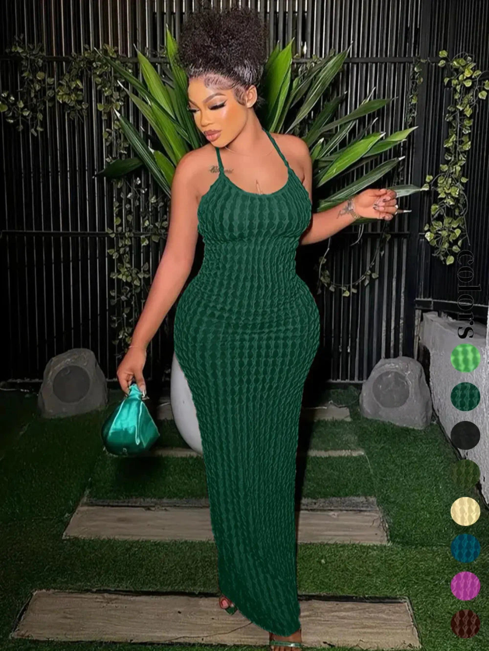 Criss Cross Backless Bodycon Maxi Dress