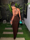 Criss Cross Backless Bodycon Maxi Dress