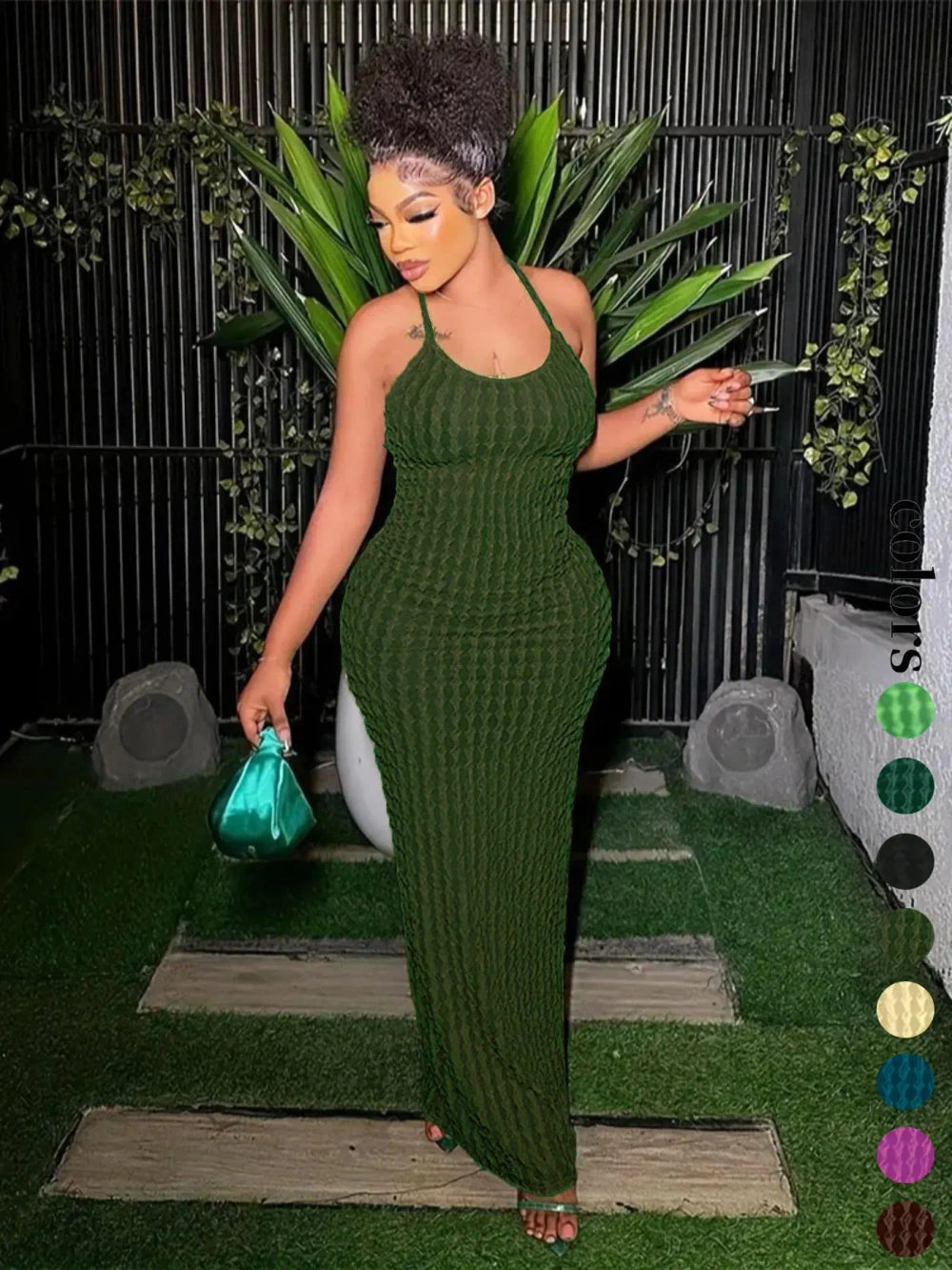 Criss Cross Backless Bodycon Maxi Dress