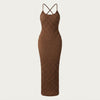 Criss Cross Backless Bodycon Maxi Dress