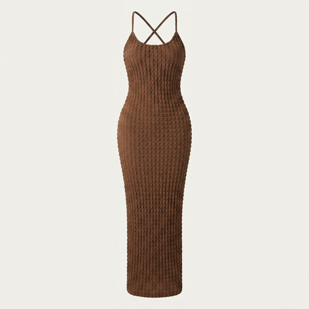 Criss Cross Backless Bodycon Maxi Dress